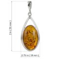Sterling Silver and Baltic Honey Oval Amber Pendant "Emma"