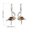 Sterling Silver and Baltic Multicolored Amber French Leverback Flamingo Earrings