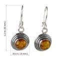 Sterling Silver and Baltic Honey Round Amber Dangling Earrings