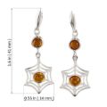 Sterling Silver and Baltic Honey Amber Spiderweb Earrings