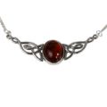 Sterling Silver and Baltic Honey Amber Celtic Knots Necklace