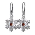 Sterling Silver and Baltic Amber French Lever Back Snowflake Earrings