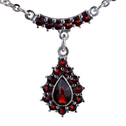 Bohemian Garnet 925 Sterling Silver Teardrop Necklace