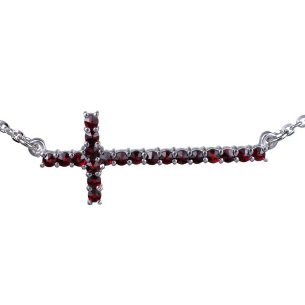 Bohemian Garnet Cross Necklace