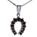 Bohemian Garnet Sterling Silver Horseshoe Pendant