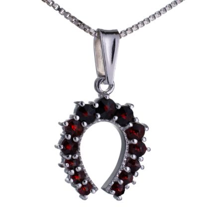 Bohemian Garnet Sterling Silver Horseshoe Pendant
