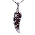 Bohemian Garnet Sterling Silver Angel Wing Pendant