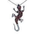 Bohemian Garnet Sterling Silver Lizard Pendant