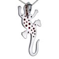 Bohemian Garnet Sterling Silver Lizard Pendant