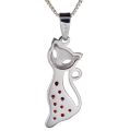 Bohemian Garnet Sterling Silver Cat Pendant