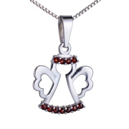 Bohemian Garnet Sterling Silver Angel Pendant