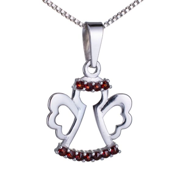 Bohemian Garnet Sterling Silver Angel Pendant
