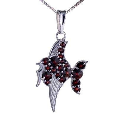 Bohemian Garnet Sterling Silver Fish Pendant