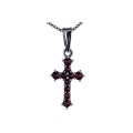 Bohemian Garnet Sterling Silver Small Cross Pendant