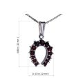 Bohemian Garnet Sterling Silver Horseshoe Pendant