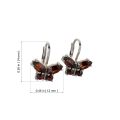 Bohemian Garnet Sterling Silver Lever Back Butterflies Earrings