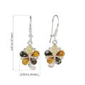 Sterling Silver Baltic Multicolored Amber Kidney Hook Earrings "Bindi"