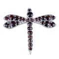 Bohemian Garnet Sterling Silver Dragonfly Brooch