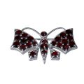 Bohemian Garnet Sterling Silver Butterfly Brooch