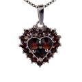 Bohemian Garnet Sterling Silver Heart Pendant