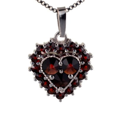 Bohemian Garnet Sterling Silver Heart Pendant