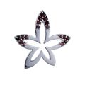 Bohemian Garnet Sterling Silver Flower Brooch
