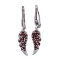 Bohemian Garnet Sterling Silver Angel Wing Earrings
