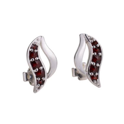 Bohemian Garnet Post Back  Wave Earrings