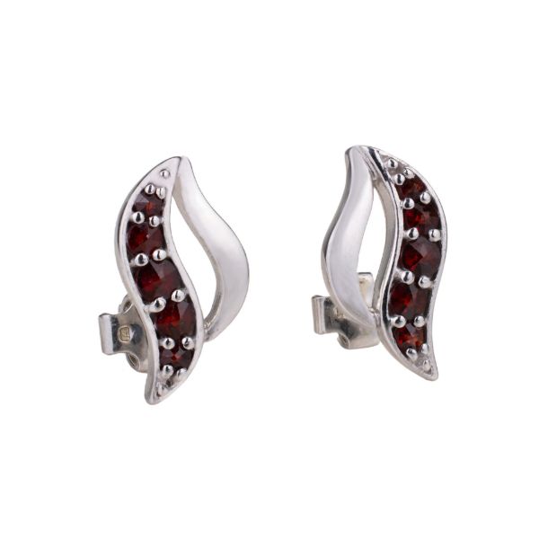 Bohemian Garnet Post Back  Wave Earrings