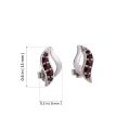 Bohemian Garnet Post Back  Wave Earrings