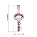 Bohemian Garnet Sterling Silver Key Pendant