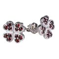 Bohemian Garnet Post Back  Clover Earrings