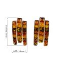 "Melania" Multicolor Baltic Amber Stud Earrings in Sterling Silver