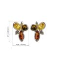Sterling Silver and Baltic Multicolored Stud Amber Earrings "Mariana"