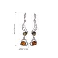 Sterling Silver and Baltic Multicolored Amber Dangling Earrings "Loving Hearts"