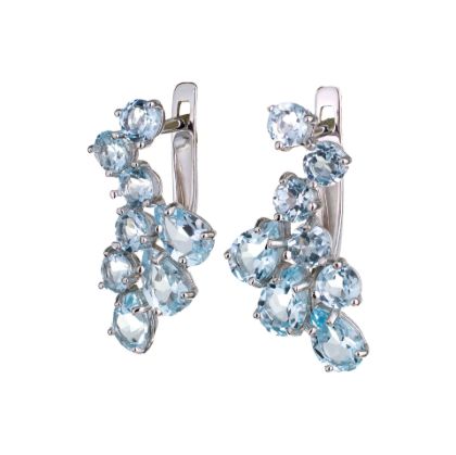 Sterling Silver Blue Topaz English Lock Earrings