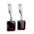 Sterling Silver Octangle Lab Created Garnet English Lock Dangle Earrings