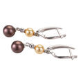 Sterling Silver Crystal Pearls Dangle English Lock Earrings