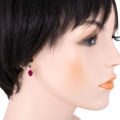 Sterling Silver Lab Created Ruby and Cubic Zirconia English Lock Earrings