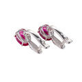 Sterling Silver Lab Created Ruby and Cubic Zirconia English Lock Earrings