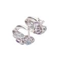 Sterling Silver Amethyst and Sky Blue Topaz English Lock Earrings