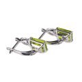 Sterling Silver Octangle Lab Created Peridot English Lock Earrings