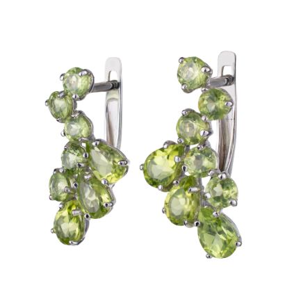Sterling Silver Peridot English Lock Earrings