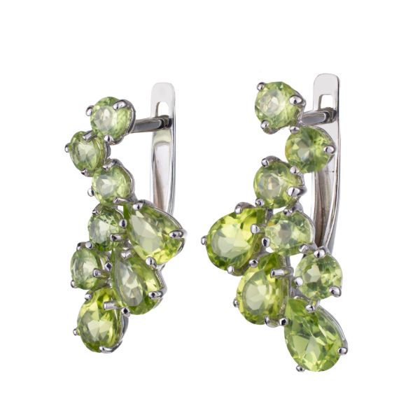 Sterling Silver Peridot English Lock Earrings