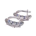 Sterling Silver Lab Created Sapphire Cubic Zirconia English Lock Earrings