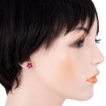 Sterling Silver Lab Created Ruby Screw Back Carnation Earrings
