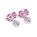 Sterling Silver Lab Created Ruby Screw Back Carnation Earrings