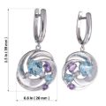 Sterling Silver Amethyst Sky Blue Topaz and Cubic Zirconia Dangle English Lock Earrings
