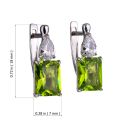 Sterling Silver Octangle Lab Created Peridot English Lock Earrings