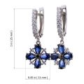 Sterling Silver Lab Created Sapphire and Cubic Zirconia Dangle English Lock Earrings